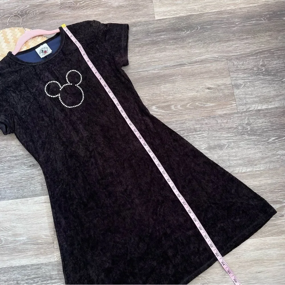 RARE vintage 1995 Mickey & Co little black velvet dress w/ rhinestone Disney - Picture 7 of 9